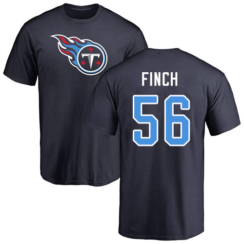 Tennessee Titans Men Navy Blue Sharif Finch Name and Number Logo NFL Football #56 T Shirt